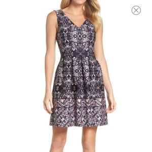Vince Camuto Print Scuba Fit & Flare Dress